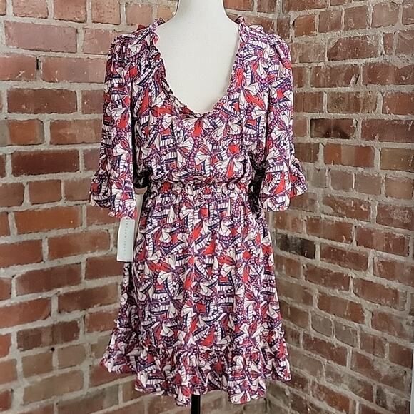 Happy X Nature Kate Hudson Phoenix Butterfly Ruffled Red Mini Dress XXS - Picture 7 of 15